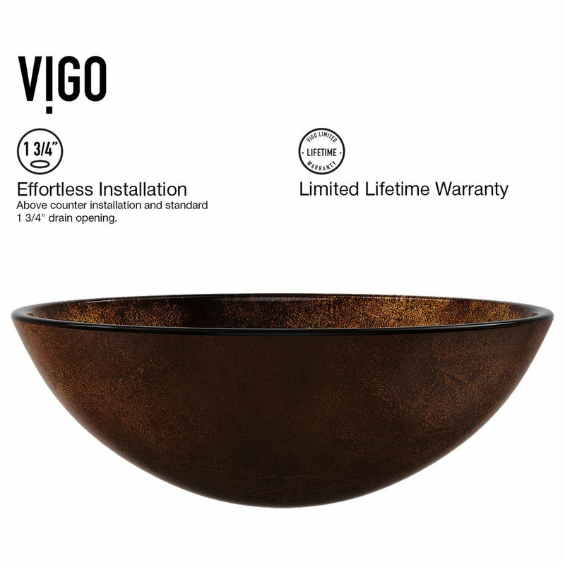 Coupon ๐งจ Vigo VG07505 16-1/2" Glass Bathroom Vessel Sink - Russet ๐ฏ 4 Coupon ๐งจ Vigo VG07505 16-1/2" Glass Bathroom Vessel Sink - Russet ๐ฏ - Image 2