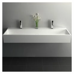 Budget 🔔 Homary 47" Wall-Mount Double Sink Stone Resin Bathroom Sink With Two Faucet Hole, Matte ✨ -Bathroom Sinks Shop a8d1ea1f0e2a6f57 4720 w800 h800 b0 p0