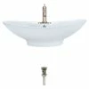 Discount 🎁 MR Direct Sinks And Faucets V210 Porcelain Vessel Sink, White, 753 Vessel Faucet, Brushed Nickel 🎉