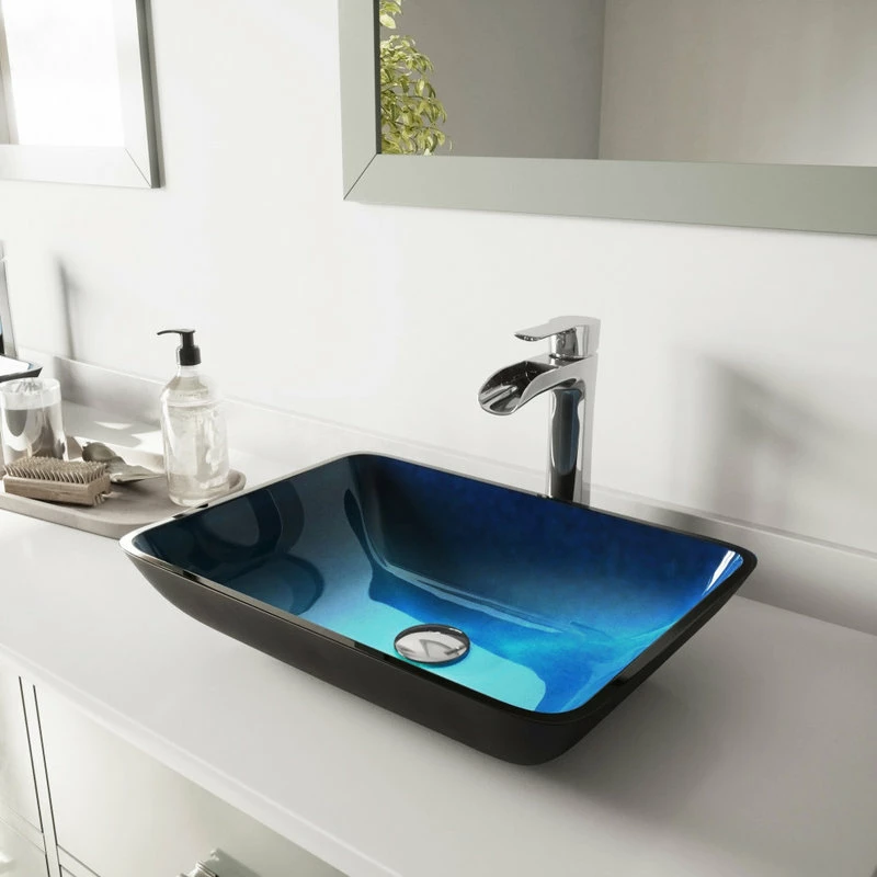 Hot Sale ๐ VIGO Rectangular Turquoise Water Glass Vessel Bathroom Sink And Niko Faucet Set ๐ฏ 7 Hot Sale ๐ VIGO Rectangular Turquoise Water Glass Vessel Bathroom Sink And Niko Faucet Set ๐ฏ - Image 5
