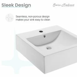 Coupon 🎁 Swiss Madison Voltaire 18" Square Ceramic Wall Hung Sink 😍 -Bathroom Sinks Shop af7168ef01e6dbbb 7255 w800 h800 b1 p0