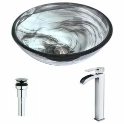 Top 10 🌟 ANZZI Mezzo Series Deco-Glass Vessel Sink With Key Faucet, Polished Chrome ⭐