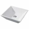 Cheapest 👍 Luxier CS-006 Flat Square Bathroom Ceramic Vessel Sink Art Basin In White ⭐