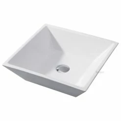 Cheapest ๐ Luxier CS-006 Flat Square Bathroom Ceramic Vessel Sink Art Basin In White โญ