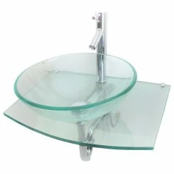 Cheap 🔔 Renovators Supply Manufacturing Halo 23 1/2" Glass Wall Mount Bathroom Vessel Sink With Counter Faucet And Drain ❤️ -Bathroom Sinks Shop b3d1228f0f3bfc21 5917 w800 h800 b1 p0