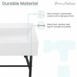 Best deal 🌟 Swiss Madison Claire 30" Console Sink White Basin Black Legs ✔️ -Bathroom Sinks Shop b3e1acf2023b856e 8741 w800 h800 b1 p0