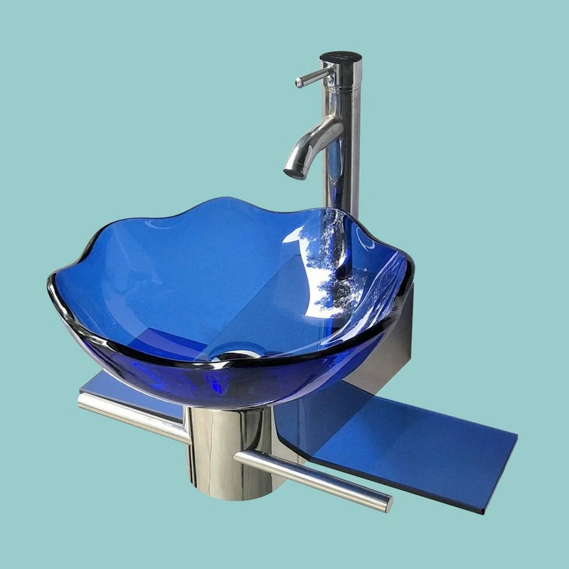 Best reviews of ๐ Renovators Supply Manufacturing Blue Glass Wall Mount Sink Lotus Design With Chrome Faucet, Drain And Towel Bar ๐งจ 4 Best reviews of ๐ Renovators Supply Manufacturing Blue Glass Wall Mount Sink Lotus Design With Chrome Faucet, Drain And Towel Bar ๐งจ - Image 2