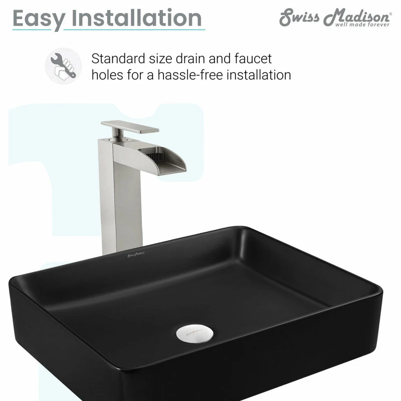 Discount โญ Swiss Madison Concorde Rectangle Ceramic Vessel Sink, Matte Black ๐ 12 Discount โญ Swiss Madison Concorde Rectangle Ceramic Vessel Sink, Matte Black ๐ - Image 10