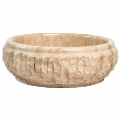 Promo ๐ฅ Laguna Marble Natural Stone Vessel Bathroom Sink, Chiseled Stone Sink, Travertine ๐ฏ