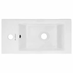 Promo 🔔 Swiss Madison Voltaire 19.5"x10" Ceramic Wall Hung Sink With Faucet Mount, Left Side 😉