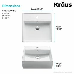 Budget 🎁 Kraus USA, Inc. Elavo Ceramic Square Vessel White Sink ⭐ -Bathroom Sinks Shop b7f16c700254a7a9 6295 w800 h800 b1 p0