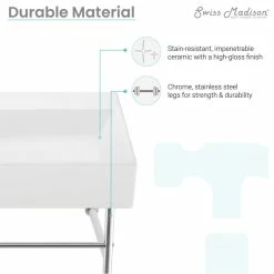 Buy 🥰 Swiss Madison Claire 24" Ceramic Console Sink White Basin Chrome Legs 👍 -Bathroom Sinks Shop bff1a75a023b8002 8492 w800 h800 b1 p0