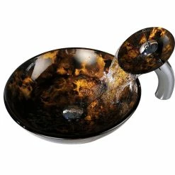 Deals ⌛ ANZZI Timbre Series Deco-Glass Vessel Sink With Waterfall Faucet 👍