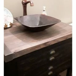 Promo 🛒 SimplyCopper 15" Square Copper Vessel Vanity Bathroom Sink 💯 -Bathroom Sinks Shop c15195410f7cc762 4068 w800 h800 b0 p0