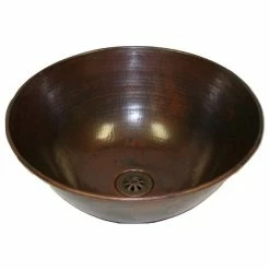 Discount โจ SimplyCopper 14" Rustic Round Hand ๐จ Hammerd Copper Vessel Bathroom Sink Drain Included ๐