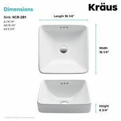 Discount ✔️ Kraus USA, Inc. Elavo Ceramic Square Semi-Recessed White Sink 💯 -Bathroom Sinks Shop c3a1d8900254a7a7 6289 w800 h800 b1 p0