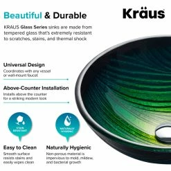 New 🔔 Kraus USA, Inc. Nature Series 17" Round Green Glass Vessel 19mm Thick Bathroom Sink 👍 -Bathroom Sinks Shop c8815eb800e5e7ca 3188 w800 h800 b1 p0