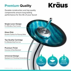 Cheap 👏 Kraus USA, Inc. Glass Vessel Sink, Bathroom Waterfall Faucet, PU Drain, Mount Ring, Chrome 🎁 -Bathroom Sinks Shop c9f1a55f03518c87 9018 w800 h800 b0 p0