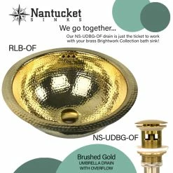 Best Pirce 😉 Nantucket Sinks 16.5" 🔨 Hammered Brass Round Undermount Bathroom Sink, Brass 🎁 -Bathroom Sinks Shop cb8102cb0283ab1b 1789 w800 h800 b0 p0
