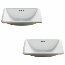 Buy ๐ Kraus USA, Inc. Elavo Regtangle Ceramic Undermount White Bathroom Sink, Set Of 2 ๐