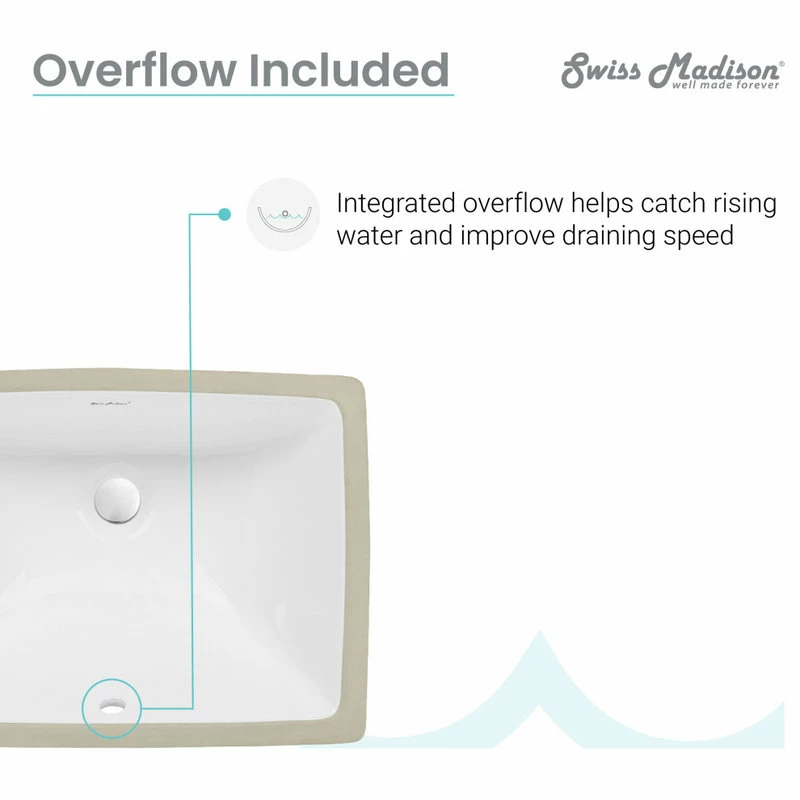 Discount ๐ Swiss Madison Plaisir 18" Rectangular Under-Mount Bathroom Sink ๐ 11 Discount ๐ Swiss Madison Plaisir 18" Rectangular Under-Mount Bathroom Sink ๐ - Image 9