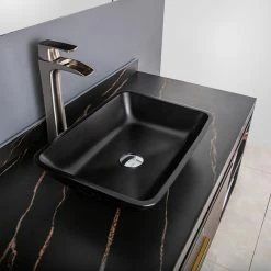 Best Pirce ✔️ Vinnova Glass Rectangular Vessel Bathroom Sink Without Faucet, Matted Black 👏 -Bathroom Sinks Shop d0919ddc009c4526 4281 w800 h800 b0 p0