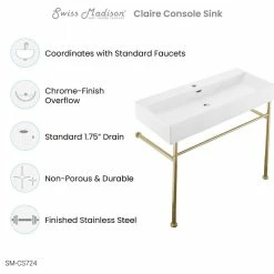 Best Sale ๐ Swiss Madison Claire 40" Ceramic Console Sink White Basin Gold Legs ๐ฅ 18 Best Sale ๐ Swiss Madison Claire 40" Ceramic Console Sink White Basin Gold Legs ๐ฅ -Bathroom Sinks Shop d4317116023b8219 8561 w800 h800 b1 p0