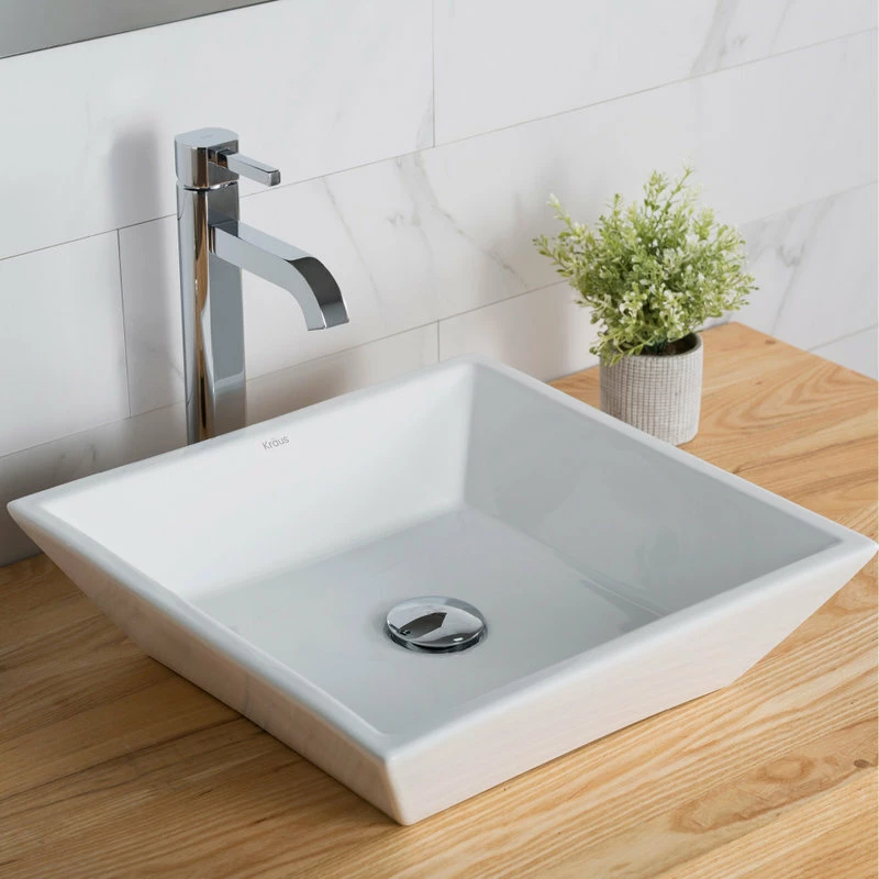 Outlet ๐ฅ Kraus USA, Inc. Elavo Ceramic Square Vessel White Sink ๐ 5 Outlet ๐ฅ Kraus USA, Inc. Elavo Ceramic Square Vessel White Sink ๐ - Image 3