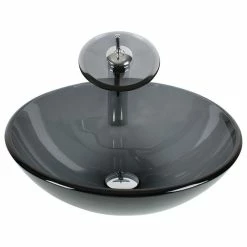 Best deal ๐ Arsumo Glass Round Vessel Bathroom Sink With Faucet ๐