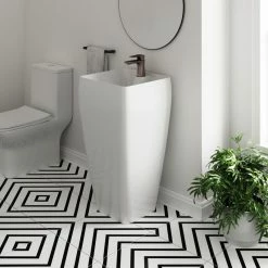 Budget 🛒 Swiss Madison Carre One Piece Pedestal Sink ⌛