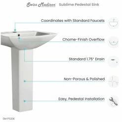 Discount ๐ Swiss Madison Sublime Pedestal Bathroom Sink Rectangular With Single Faucet Hole ๐ 22 Discount ๐ Swiss Madison Sublime Pedestal Bathroom Sink Rectangular With Single Faucet Hole ๐ -Bathroom Sinks Shop d9915f9500b6585b 4920 w800 h800 b1 p0