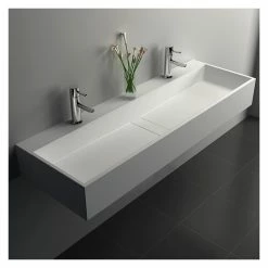 Budget 🔔 Homary 47" Wall-Mount Double Sink Stone Resin Bathroom Sink With Two Faucet Hole, Matte ✨ -Bathroom Sinks Shop db1126f50e2a6f5f 4720 w800 h800 b0 p0