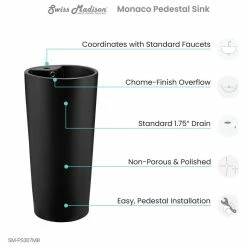 Buy 😉 Swiss Madison Monaco Circular Basin Pedestal Sink, Matte Black ✨ -Bathroom Sinks Shop db81138900b658ae 1840 w800 h800 b1 p0