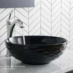 Buy 🛒 Kraus USA, Inc. Viva Ceramic Round Vessel Bathroom Sink, Black 🌟 -Bathroom Sinks Shop dc7149f20254a7d0 5413 w800 h800 b0 p0