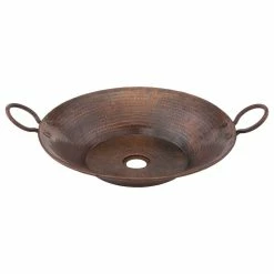 Outlet 👍 Premier Copper Products Round Miners Pan Vessel 🔨 Hammered Copper Sink, Oil Rubbed Bronze ⌛