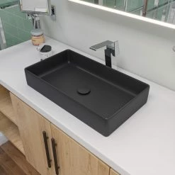 Brand new ๐ Alfi Trade Black Matte 24" Modern Rectangular Above Mount Ceramic Sink ๐ฏ