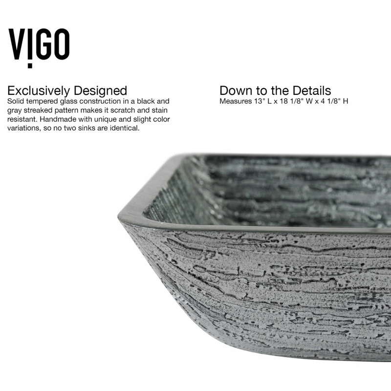 Best Sale ๐ VIGO Rectangular Titanium Glass Vessel Bathroom Sink ๐ 8 Best Sale ๐ VIGO Rectangular Titanium Glass Vessel Bathroom Sink ๐ - Image 6
