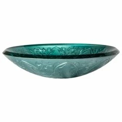 Promo ❤️ Eden Bath - Vessel Sinks Teal Glass Vessel Sink With Embossed Pattern ⭐ -Bathroom Sinks Shop df8129270f8a029a 7853 w800 h800 b1 p0