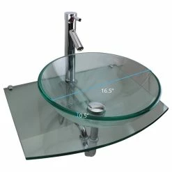Cheap 🔔 Renovators Supply Manufacturing Halo 23 1/2" Glass Wall Mount Bathroom Vessel Sink With Counter Faucet And Drain ❤️ -Bathroom Sinks Shop dfc13fb10f3bfc24 5917 w800 h800 b1 p0