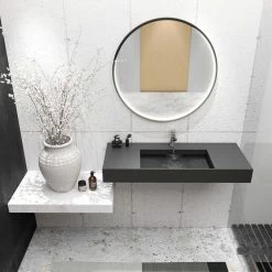 Deals 👏 Castello USA Juniper Bathroom Vanity Top, Black, 48", Center Basin, Standard ⌛ -Bathroom Sinks Shop dfe11c280f74ef0e 3973 w800 h800 b0 p0