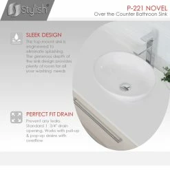 Best reviews of ⭐ STYLISH 15" White Oval Ceramic Vessel Bathroom Sink ⭐ -Bathroom Sinks Shop e08107db0dad198b 8666 w800 h800 b0 p0