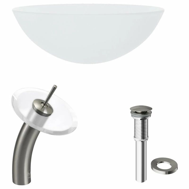 Coupon ๐ VIGO White Frost Glass Vessel Sink And Waterfall Faucet Set, Brushed Nickel ๐ 9 Coupon ๐ VIGO White Frost Glass Vessel Sink And Waterfall Faucet Set, Brushed Nickel ๐ - Image 7