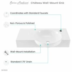 Promo 🤩 Swiss Madison Chateau 30" Right Side Faucet Wall-Mount Bathroom Sink, Right-Side Faucet 🔥 -Bathroom Sinks Shop e311d33c0179792a 5245 w800 h800 b1 p0