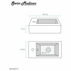 Promo 🔔 Swiss Madison Voltaire 19.5"x10" Ceramic Wall Hung Sink With Faucet Mount, Left Side 😉 -Bathroom Sinks Shop e471173f00119625 5735 w800 h800 b1 p0