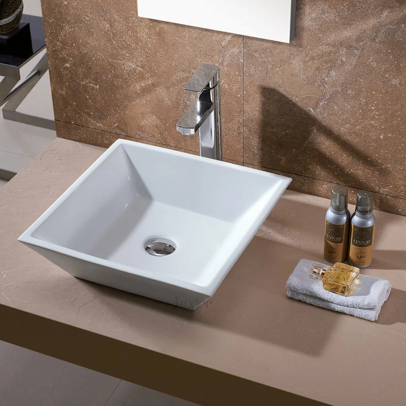 Cheapest ๐ Luxier CS-006 Flat Square Bathroom Ceramic Vessel Sink Art Basin In White โญ 4 Cheapest ๐ Luxier CS-006 Flat Square Bathroom Ceramic Vessel Sink Art Basin In White โญ - Image 2