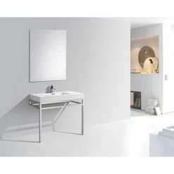 Discount ✔️ KubeBath Haus Stainless Steel Console With White Acrylic Sink, Chrome, 40'' ⌛ -Bathroom Sinks Shop ea517c890db669ec 3038 w800 h800 b0 p0