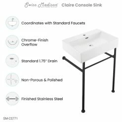 Best deal 😉 Swiss Madison Claire 24" Console Sink White Basin Black Legs 🥰 -Bathroom Sinks Shop ebb186ac023b854b 8736 w800 h800 b1 p0