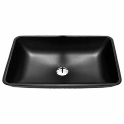 Best Pirce ✔️ Vinnova Glass Rectangular Vessel Bathroom Sink Without Faucet, Matted Black 👏 -Bathroom Sinks Shop ee7127f1009c4513 4281 w800 h800 b1 p0