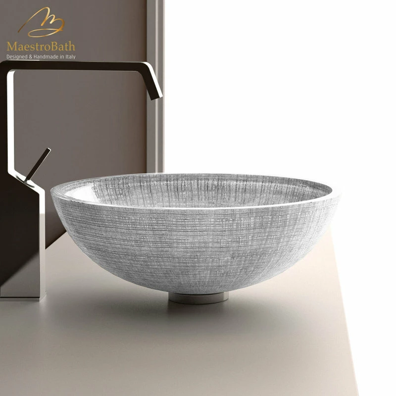 Buy ๐ Maestrobath Voltaire Glass Vessel Sink, Silver And Black โค๏ธ 3 Buy ๐ Maestrobath Voltaire Glass Vessel Sink, Silver And Black โค๏ธ