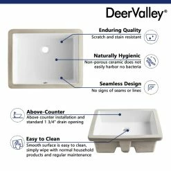 Buy ⌛ DeerValley White Ceramic Rectangular Lavatory Undermount Bathroom Sink With Overflow 🎁 -Bathroom Sinks Shop ef6197a1024cfdb7 8813 w800 h800 b0 p0